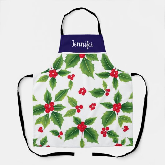Tablier Nom monogramme des baies de Noël (Recto)