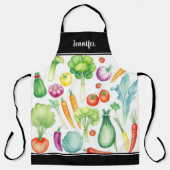 Tablier Nom monogramme du motif de légumes d'aquarelle (Recto)