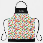 Tablier Nom monogramme du motif de légumes d'aquarelle (Recto)