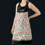 Tablier Nom monogramme du motif de légumes d'aquarelle<br><div class="desc">Aquarelle légumes motif nom monogramme Apron. Ajoutez votre propre nom pour personnaliser.</div>