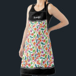 Tablier Nom monogramme du motif de légumes d'aquarelle<br><div class="desc">Aquarelle légumes motif nom monogramme Apron. Ajoutez votre propre nom pour personnaliser.</div>
