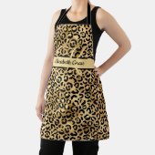 Tablier Nom Monogramme Imprimé Léopard Noir Or Cheetah (Insitu)