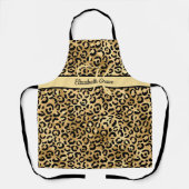Tablier Nom Monogramme Imprimé Léopard Noir Or Cheetah (Recto)