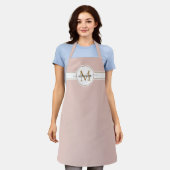 Tablier Nom monogramme minimal en or rose pâle (Porté)