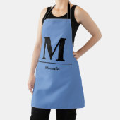 Tablier Nom monogramme moderne bleu personnalisé (Insitu)