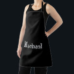 Tablier Nom monogramme moderne minimaliste noir blanc<br><div class="desc">Monogramme moderne minimaliste nom noir blanc. Nom personnalisé personnalisable sur une couleur noire.</div>