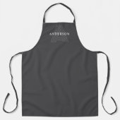 Tablier Nom monogrammé rétro moderne gris foncé (Recto)