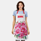 Tablier Nom monogramme Roses roses roses | (Porté)