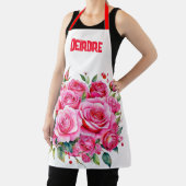 Tablier Nom monogramme Roses roses roses | (Insitu)