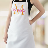 Tablier Nom Monogramme Script Rose