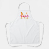 Tablier Nom Monogramme Script Rose (Recto)