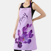 Tablier Nom personnalisable Amy joli crocus violet floral (Insitu)