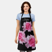 Tablier Nom personnalisable Kate joli rose rose floral fun (Porté)