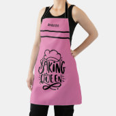 Tablier Nom personnalisable Pink Baking Queen Typographie (Insitu)