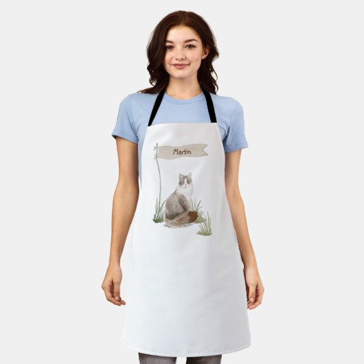 Tablier Nom personnalisé Animal de chat de Sibérie (Porté)