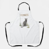 Tablier Nom personnalisé Animal de chat russe bleu (Recto)