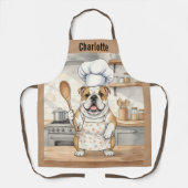 Tablier Nom personnalisé Aquarelle Chef Bulldog (Recto)