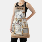 Tablier Nom personnalisé Aquarelle Chef Bulldog (Insitu)