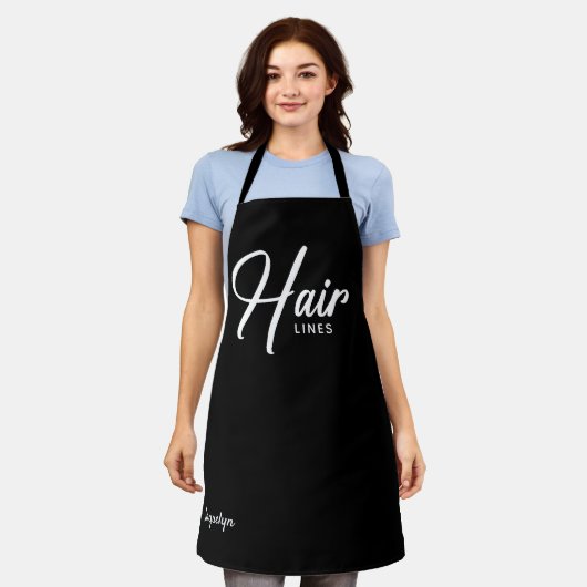 Tablier Nom personnalisé Black Hairstylist Apron (Porté)