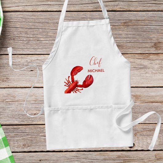 Tablier Nom personnalisé blanc de homard rouge