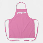 Tablier Nom personnalisé blanc rose mignon texte monogramm (Recto)