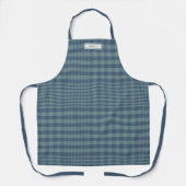 Tablier Nom personnalisé Blue Grey Plaid Classic Preppy (Recto)