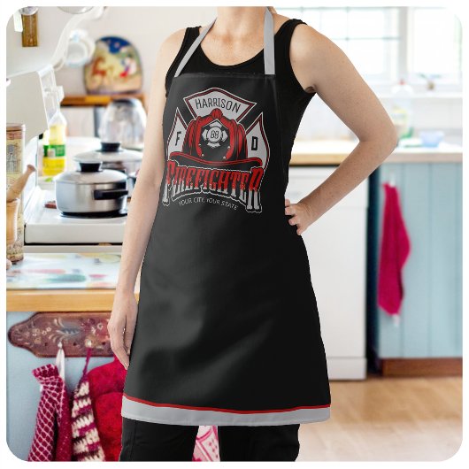 Tablier NOM PERSONNALISÉ Casque de pompier Secourt d'incen