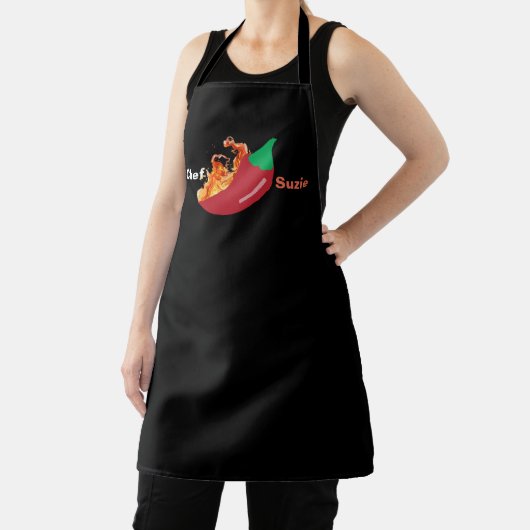 Tablier Nom personnalisé Chef Apron | Fumer un chili chaud (Insitu)