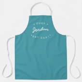 Tablier Nom personnalisé Chef établi année Turquoise (Recto)