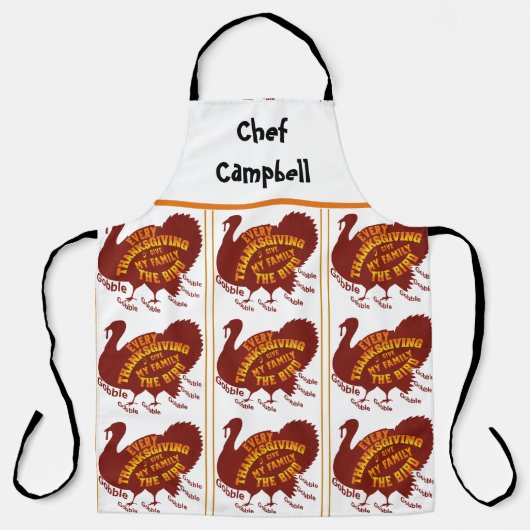 Tablier Nom personnalisé Chef Thanksgiving Famille Dîner (Recto)