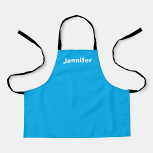Tablier Nom personnalisé couleur unie bleu ciel