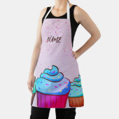 Tablier Nom personnalisé Cupcake Design sur toute l'impres (Insitu)