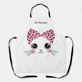 Tablier Nom personnalisé Cute face de chat (Recto)