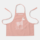 Tablier Nom personnalisé de la licorne rose magique (Recto)