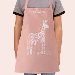 Tablier Nom personnalisé de la licorne rose magique<br><div class="desc">Joli design rose unicorne magique avec nom de script personnalisé. Art original de Nic Squirrell.</div>