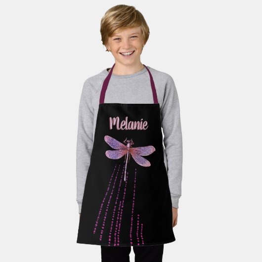 Tablier Nom personnalisé de libellule violette Apron (Porté)