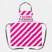 Tablier Nom personnalisé de prudence dans la bande rose de (Recto)