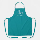 Tablier Nom personnalisé du chef Turquoise moderne (Recto)