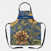 Tablier Nom personnalisé du Motif moderne Sunflower Denim (Recto)