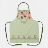 Tablier Nom personnalisé été Vert Floral Apron (Recto)