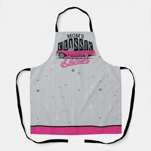 Tablier Nom personnalisé Faux Neon 50's Classic Car (Recto)