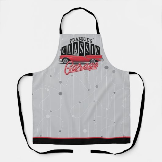 Tablier Nom personnalisé Faux Neon Garage de voiture class (Recto)