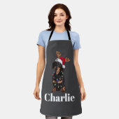 Tablier Nom personnalisé Feux de Chien de Noël Dachshund (Porté)