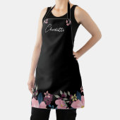 Tablier Nom personnalisé | Fleurs aquarelles Boho Stylish (Insitu)