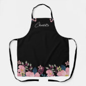 Tablier Nom personnalisé | Fleurs aquarelles Boho Stylish (Recto)