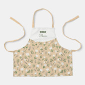 Tablier Nom personnalisé & fleurs blanches (Recto)
