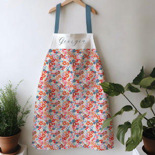 Tablier Nom personnalisé floral coloré