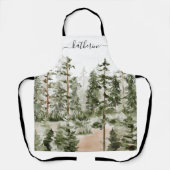 Tablier Nom personnalisé Forêt de pins verte rustique Pine (Recto)