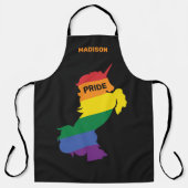 Tablier Nom personnalisé Gay Unicorn (Recto)