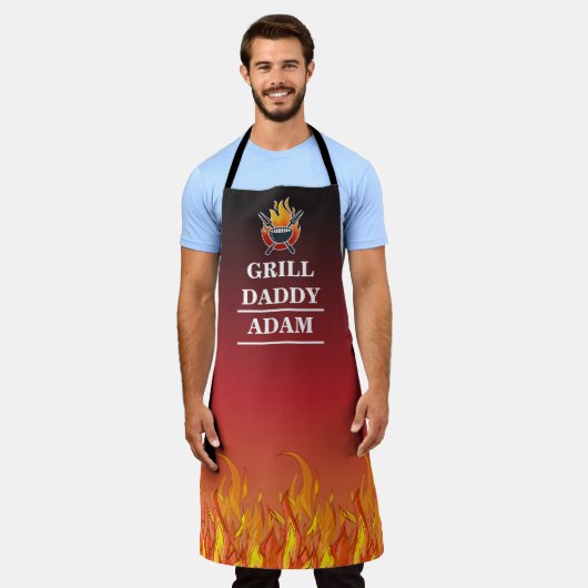 Tablier Nom personnalisé Grill Daddy BQ pour Grillers (Porté)